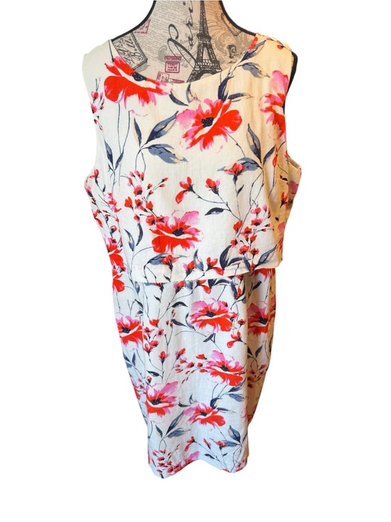 Ivanka Trump Dresses & Skirts - Ivanka Trump Cream Dress with Pink, Red, and Navy Floral Accents